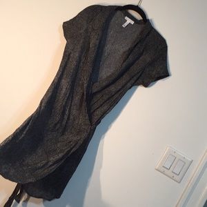 Leith polka dot wrap dress black short sleeve